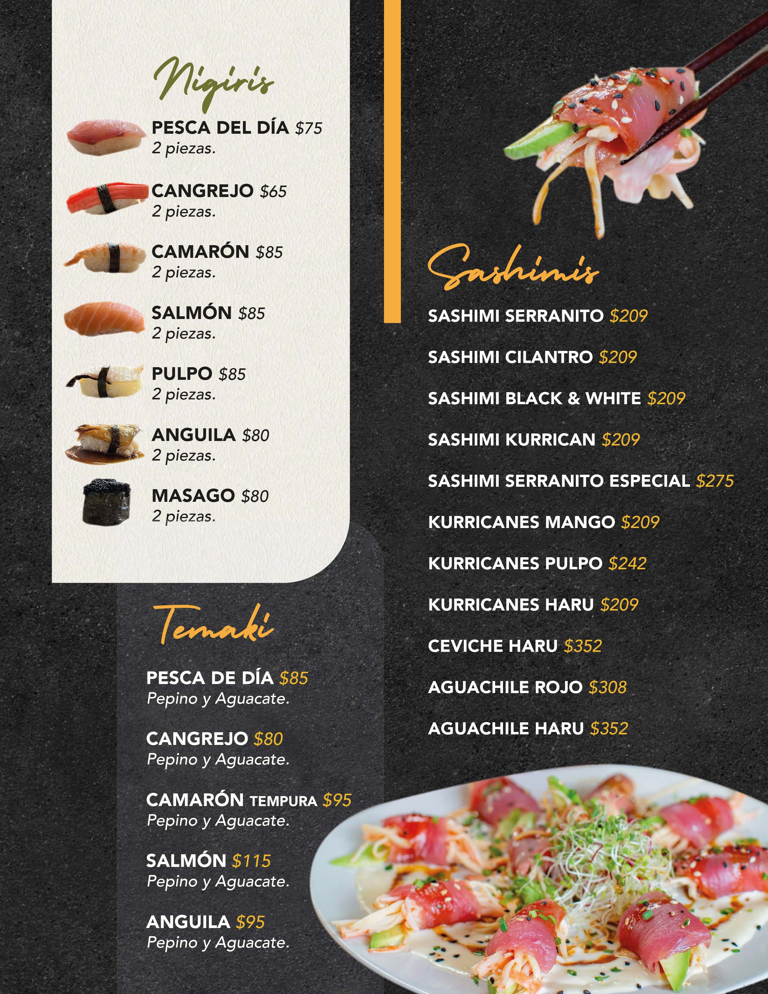 Nigiris, Sashimis y Temakis